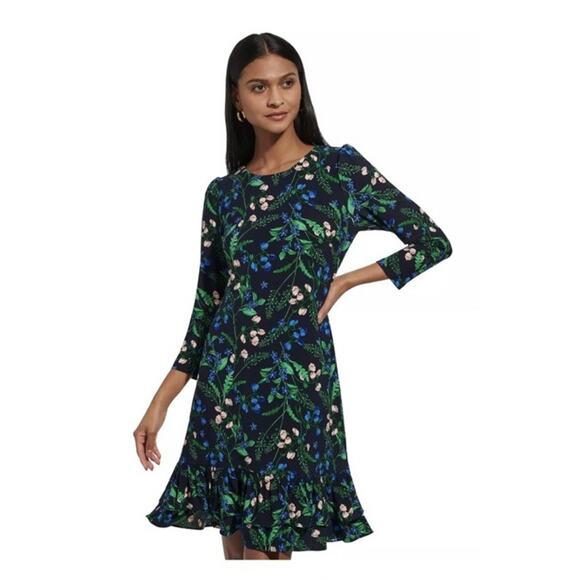Tommy Hilfiger Floral Shift Dress Ruffle Hem Sz 12 NWT - Picture 1 of 8